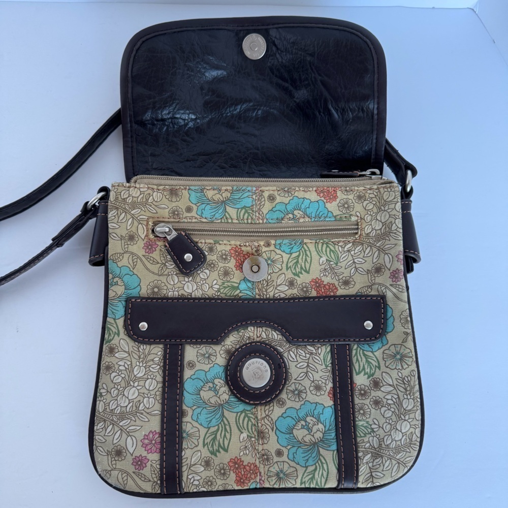 Mouflon Floral Crossbody Bag Small/Medium Leather Canvas Boho Flap Purse Pretty - Picture 5 of 10